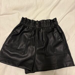 Zara toddler girls Black Faux Leather Shorts